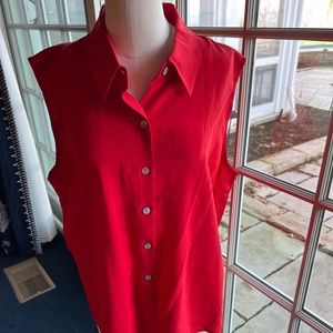 NWT Chico’s Design Red collared sleeveless blouse. Size 3.